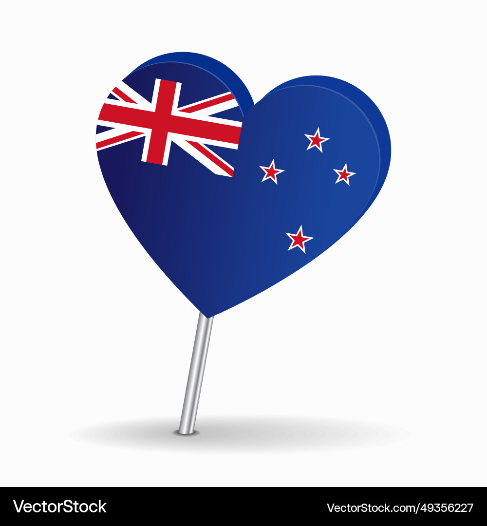 New zealand flag heart-shaped map pointer layout New zealand flag heart-shaped map pointer layout vector image