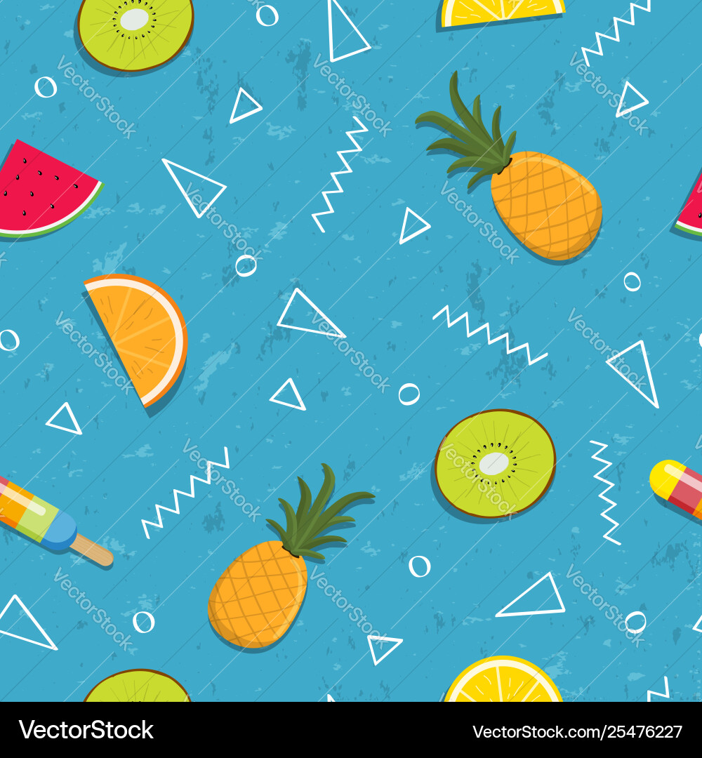 Tropical summer fruit seamless pattern background Vector Image