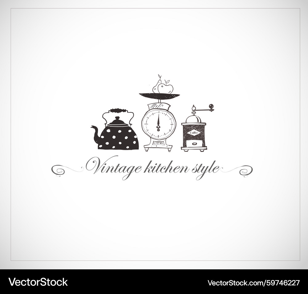 Vintage Kitchen Still Life – Royalty-Free Vector | VectorStock, image size:1000x954