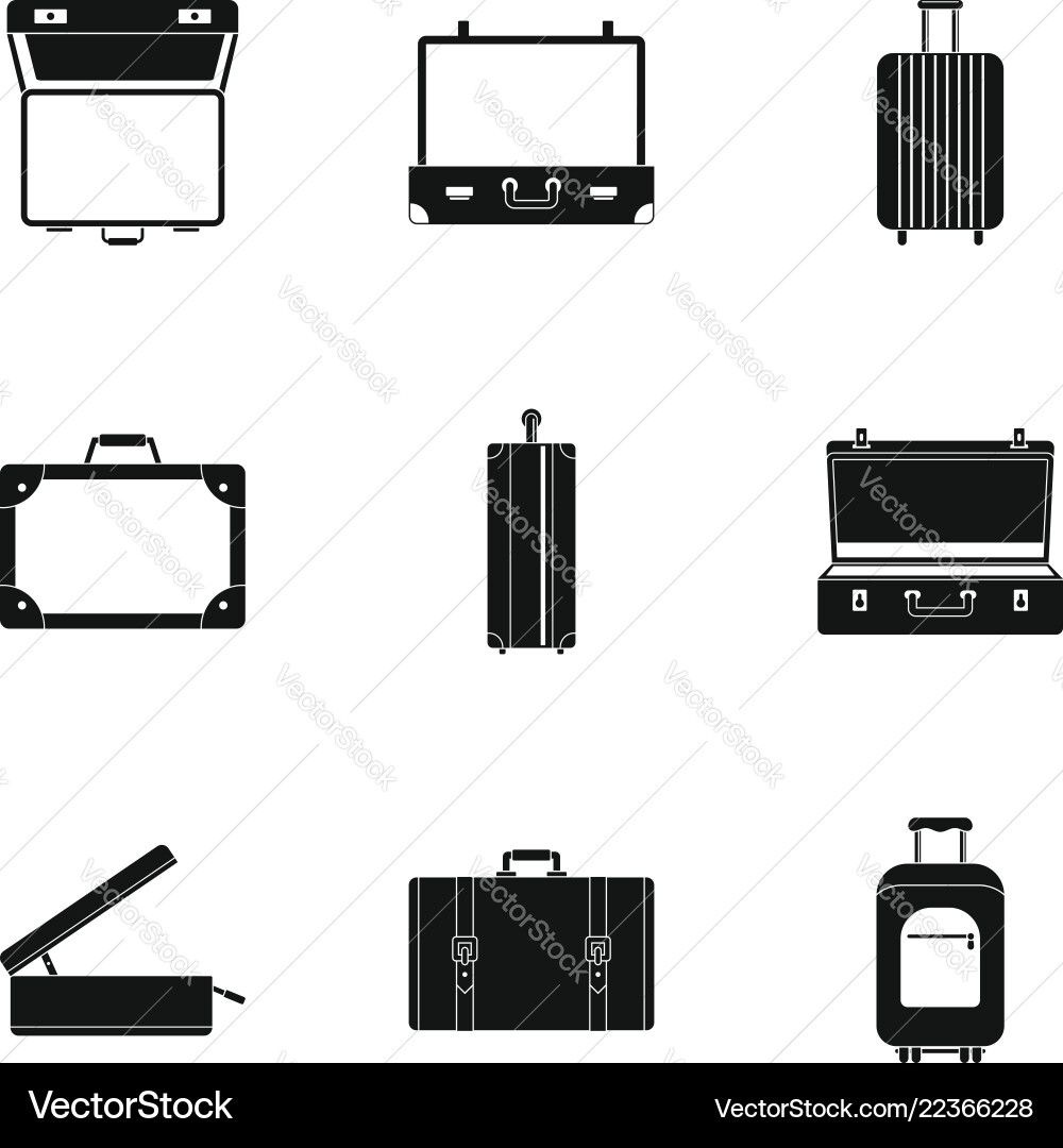 Briefcase icon set simple style Briefcase icon set simple style Vector Image