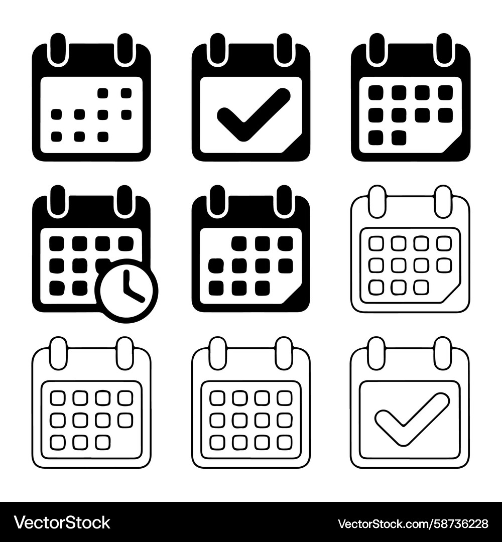 Calendar Icons with Checkmarks Vector Image