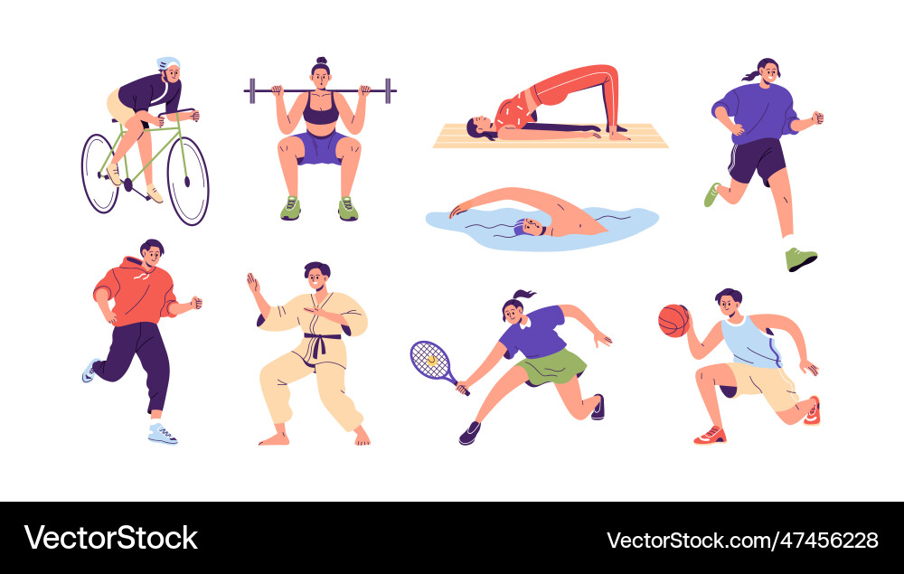 Different physical activities do sports set Different physical activities do sports set vector image