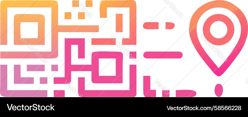Dynamic QR Code with Location Pin Vector Image