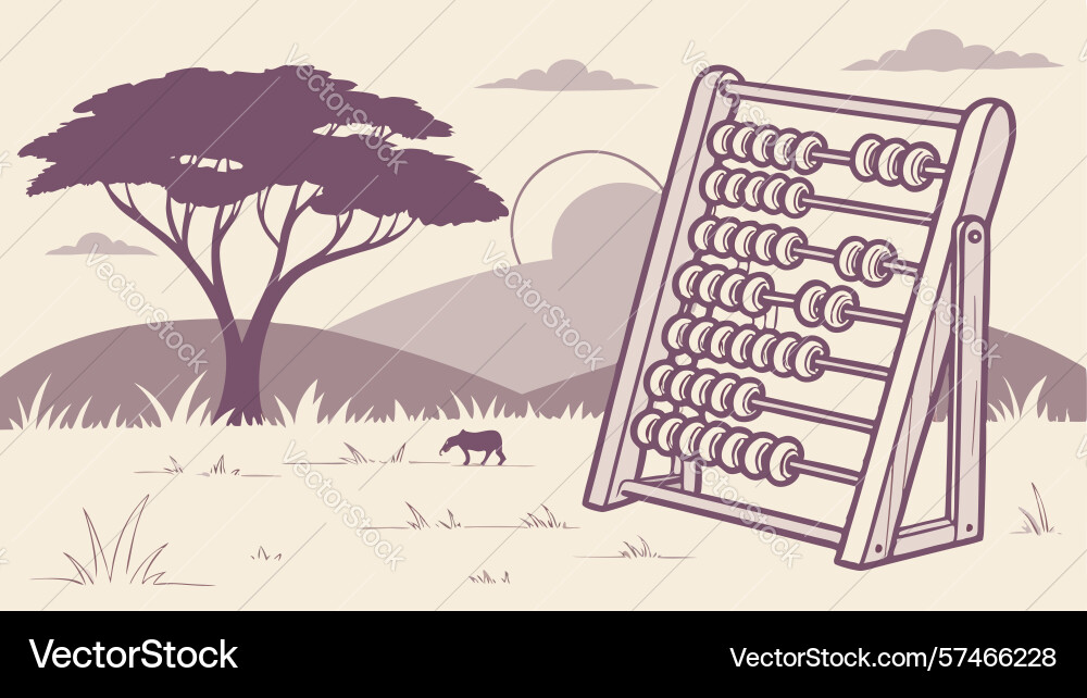 Earthy abacus calculating device in a rustic Vector Image