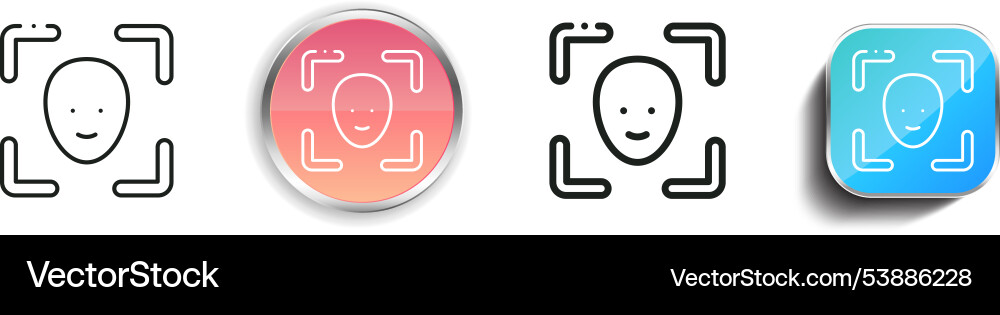 Face scanner icon thin linear regular and button Vector Image