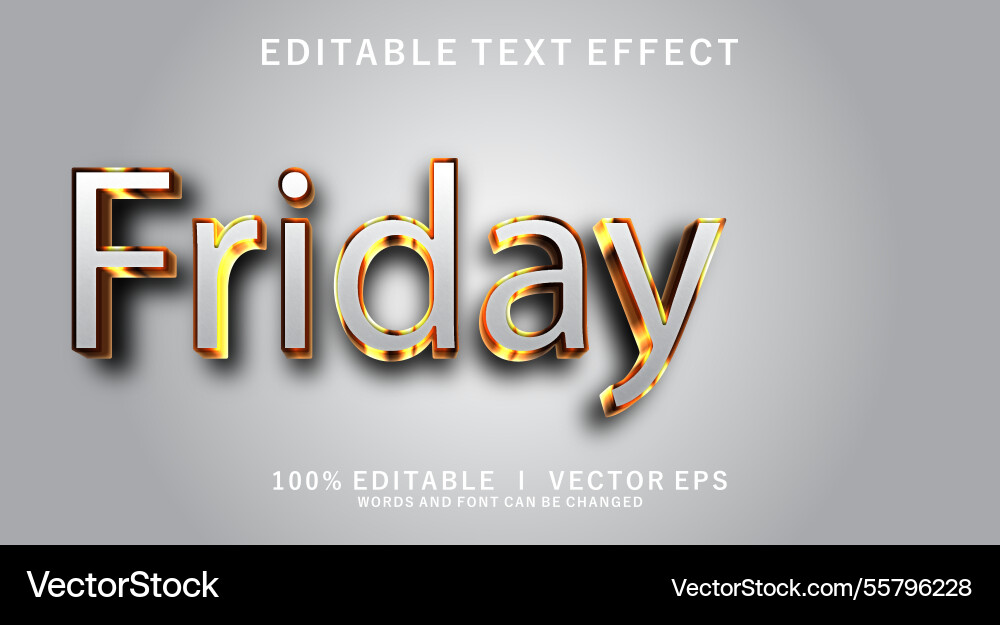 Friday 3d text effect with modern style design Friday 3d text effect with modern style design vector image