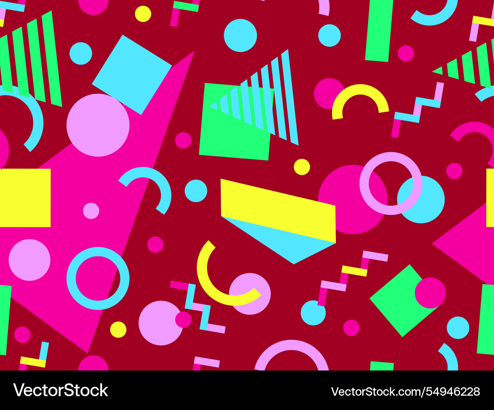 Geometric seamless pattern with memphis elements Geometric seamless pattern with memphis elements Vector Image