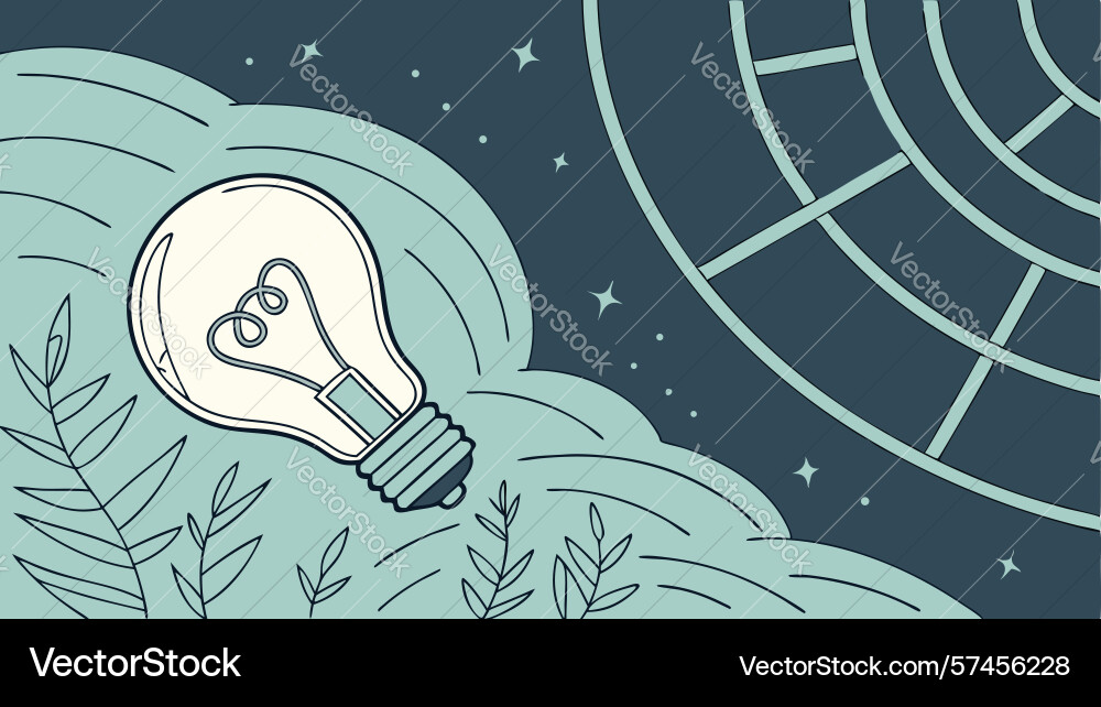 Global idea lightbulb illuminating networked vector image