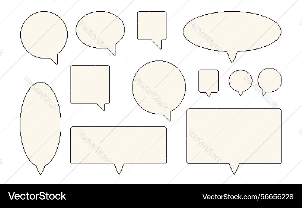 Pixel art speech bubbles simple 8 bit text boxes Pixel art speech bubbles simple 8 bit text boxes vector image