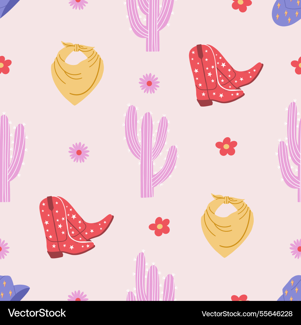 Seamless pattern with cowboy elements Seamless pattern with cowboy elements vector image