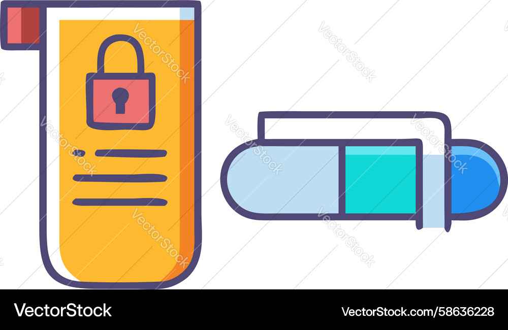 Secure Lab Data & Chemistry Vector Image