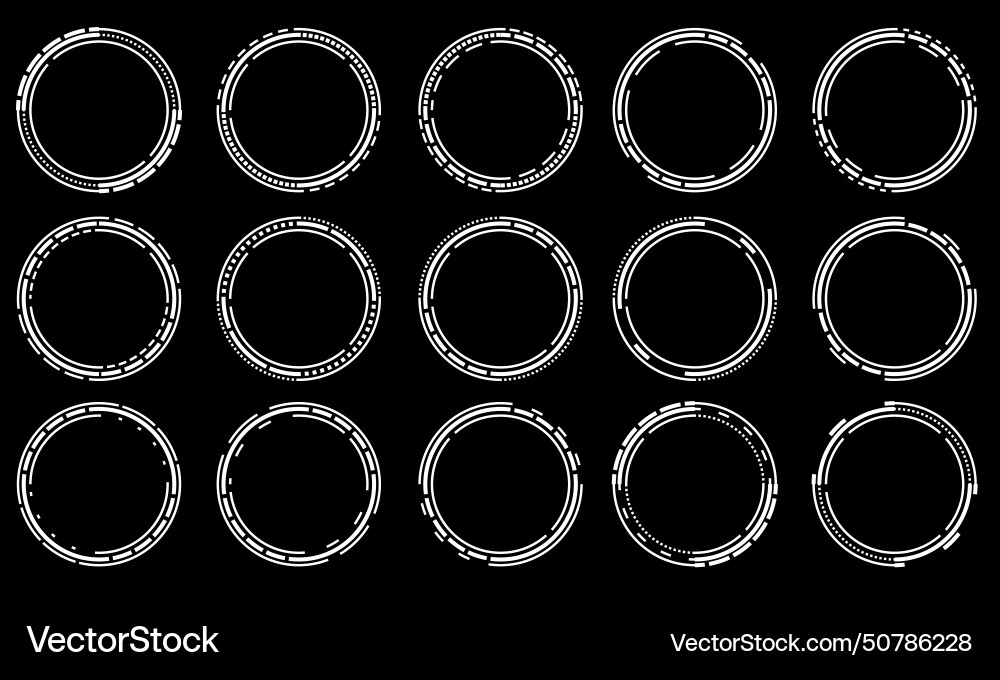 Set of sci fi white circle user interface Set of sci fi white circle user interface Vector Image