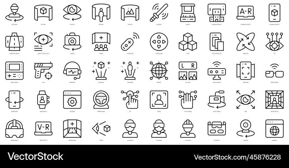 Set of thin line virtual reality icons Set of thin line virtual reality icons vector image