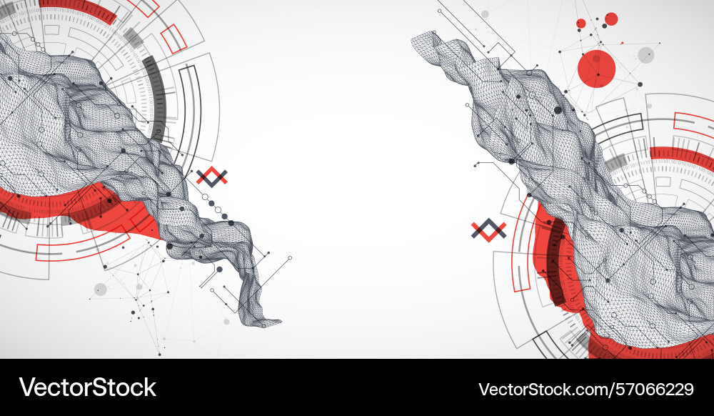 Abstract data background with wireframe wave vector image