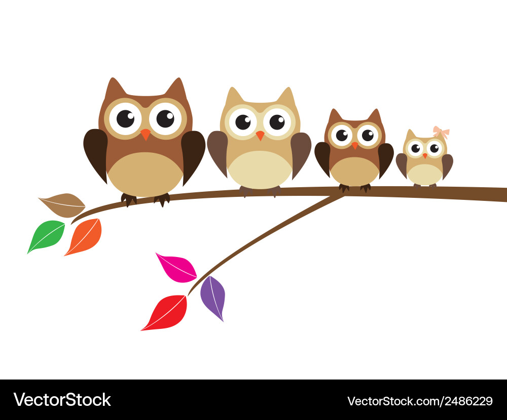 Adorable Owl Family Vector Image