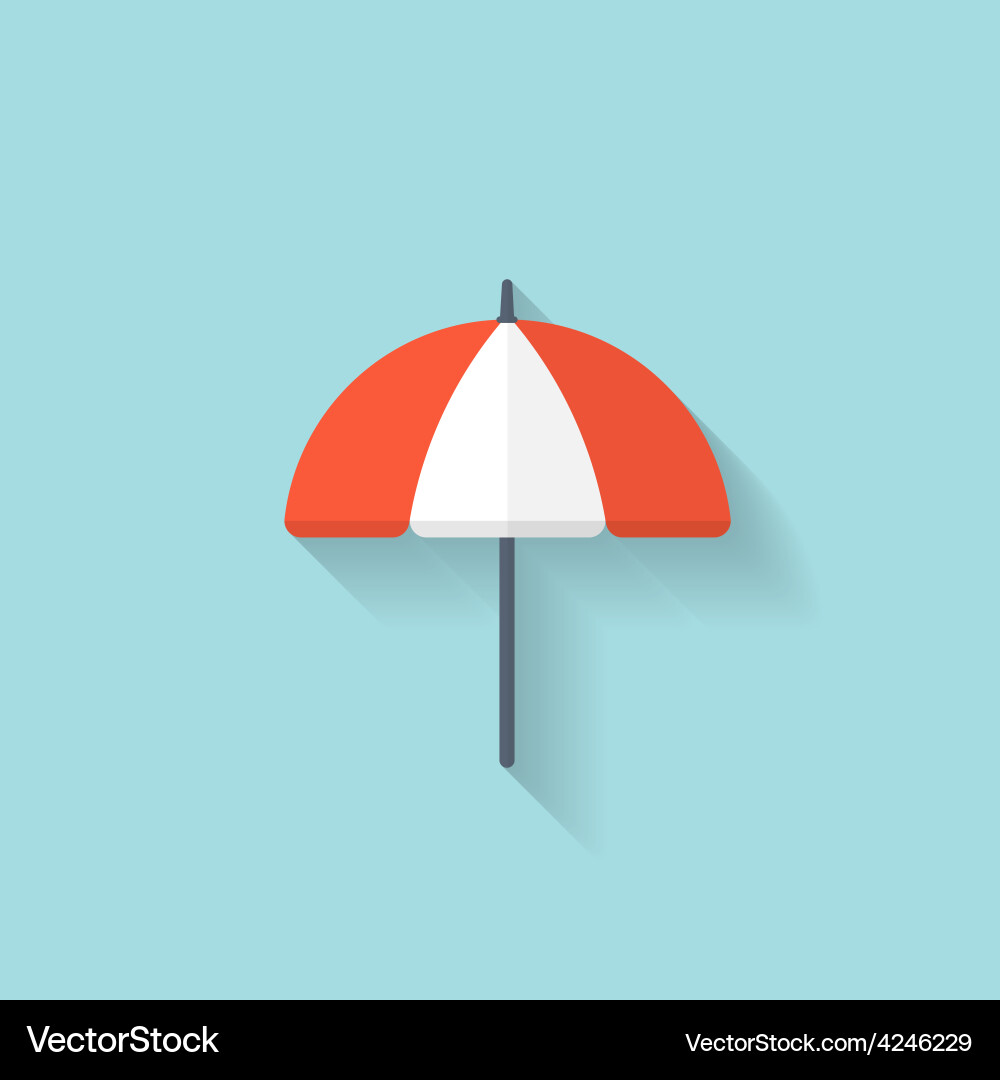 Beach umbrella web flat icon Royalty Free Vector Image