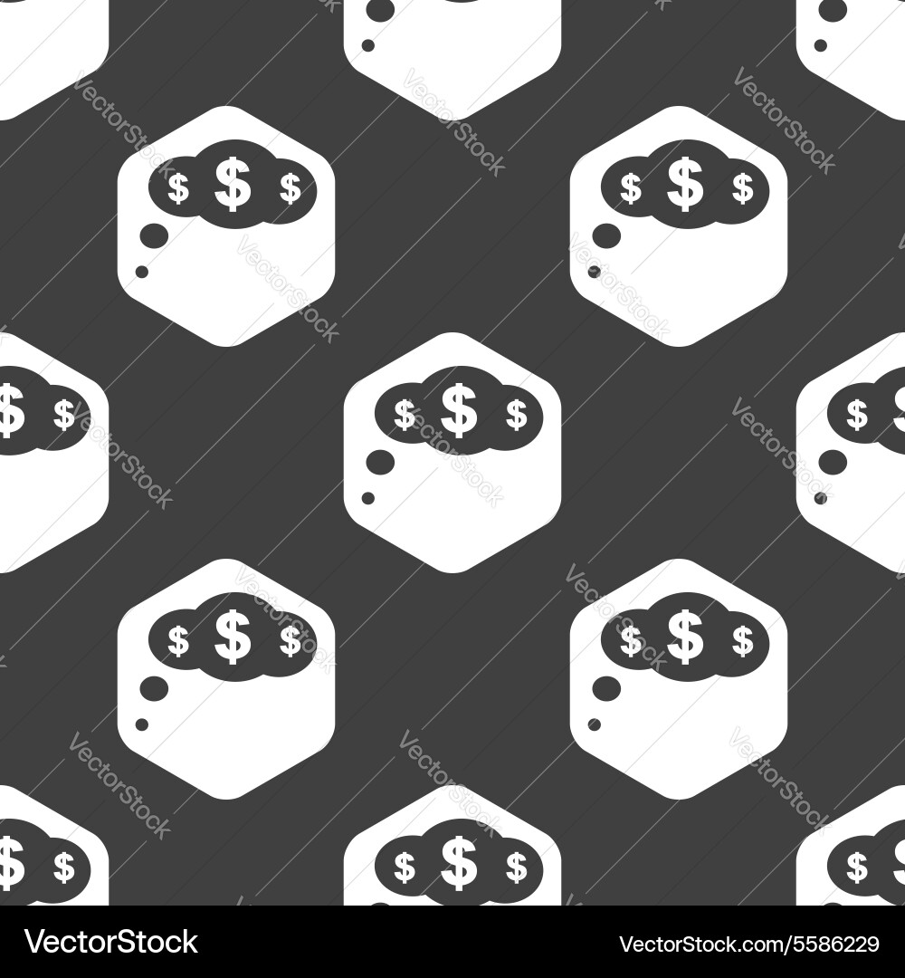 Black hexagon dollar thought pattern Vector Image