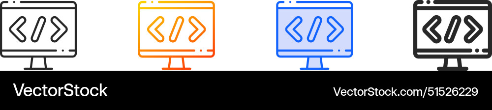 Coding iconthin linear gradient blue stroke Coding iconthin linear gradient blue stroke vector image