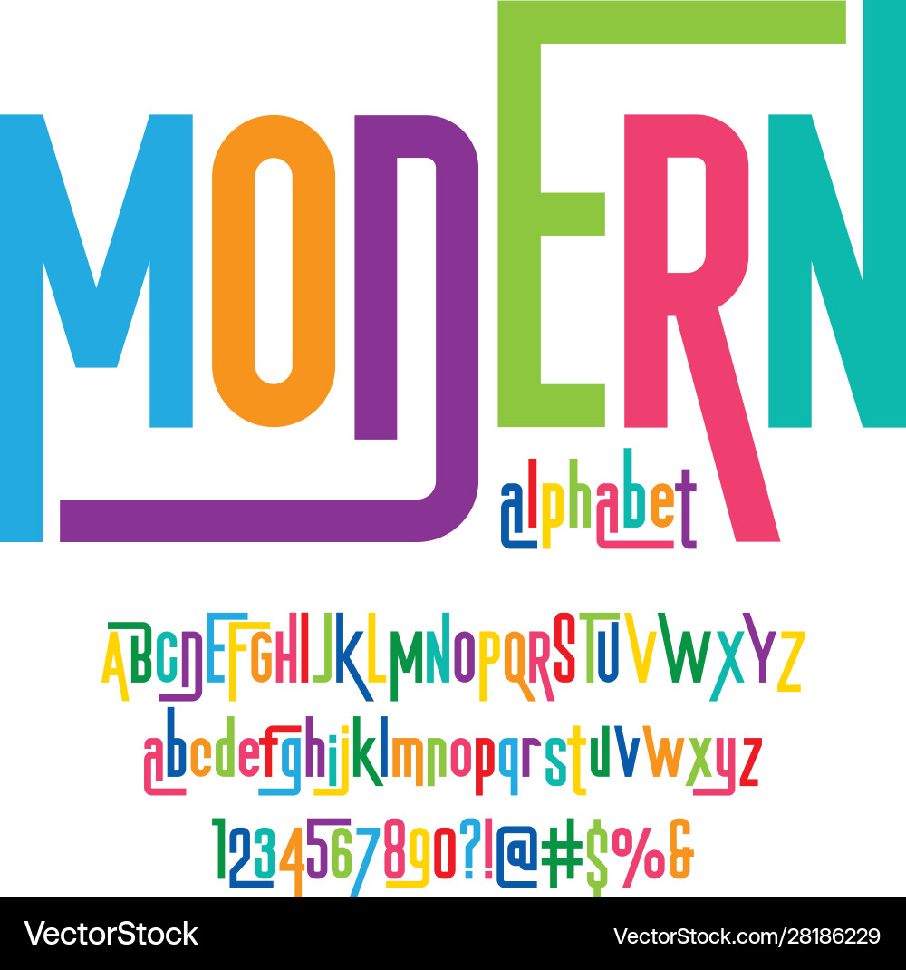 Colorful Alphabet Line Art Vector Image