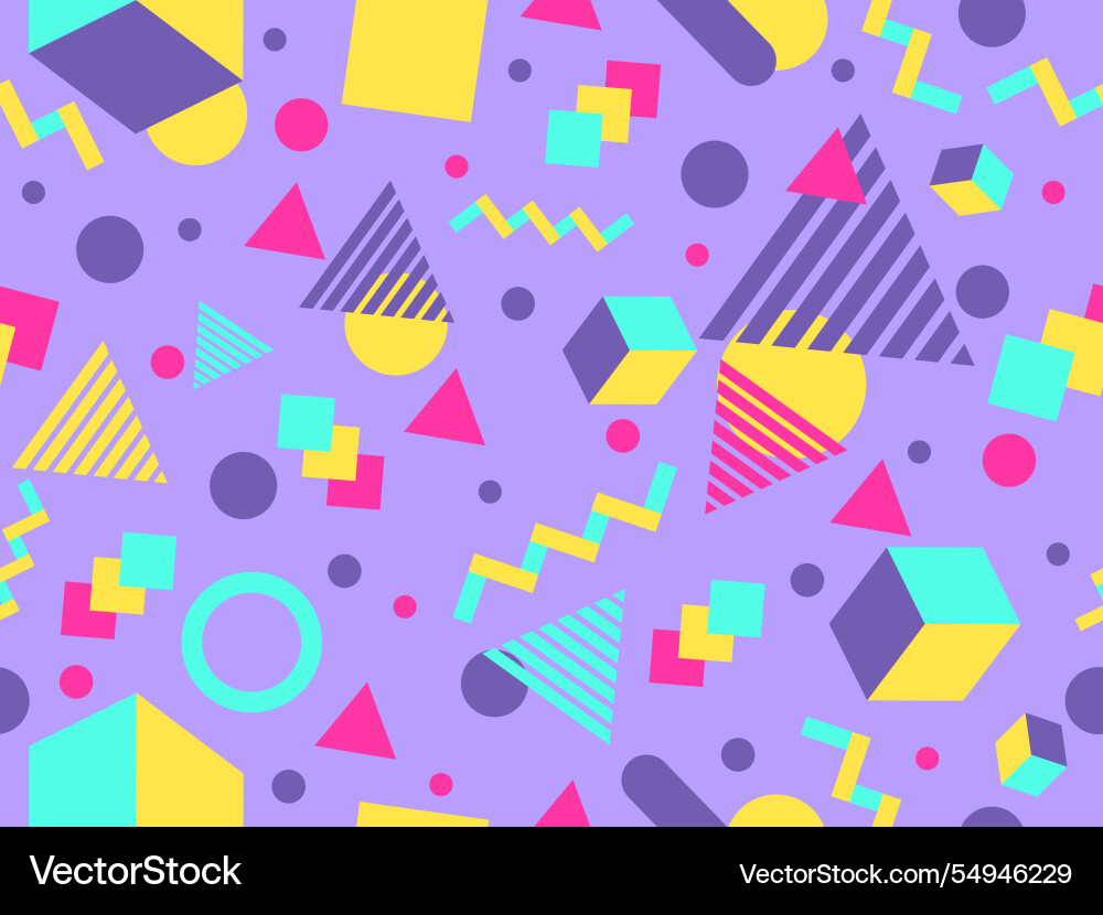 Geometric seamless pattern with memphis elements Geometric seamless pattern with memphis elements vector image