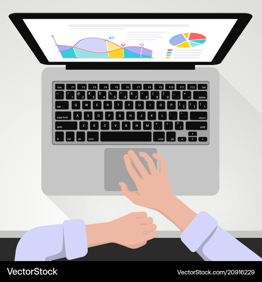 Hands Typing on Computer Keyboard Vector Image