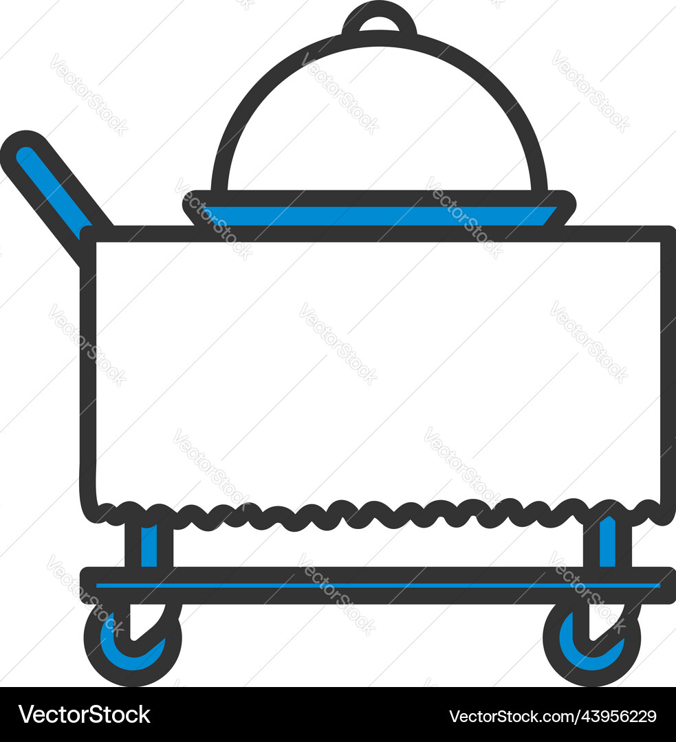 Icon of restaurant cloche on delivering cart Icon of restaurant cloche on delivering cart vector image