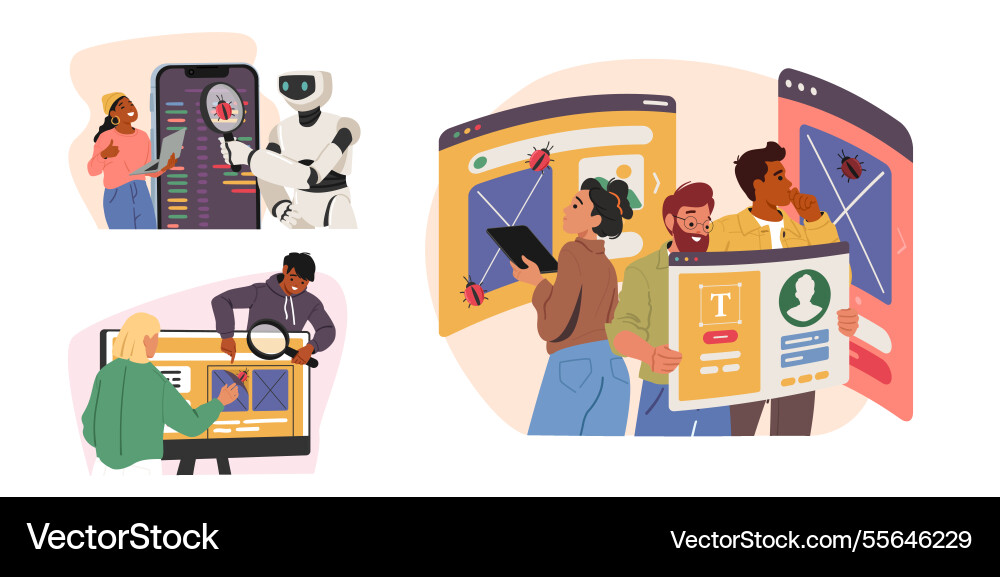 People and artificial intelligence program bot People and artificial intelligence program bot vector image
