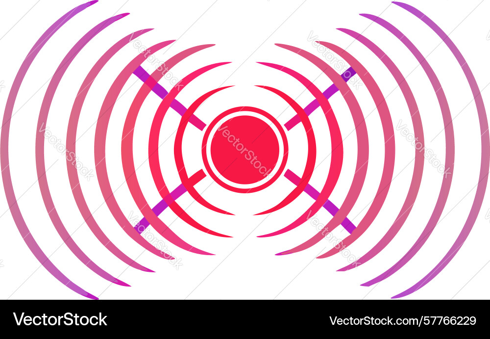Red radio waves icon broadcast signal design Vector Image