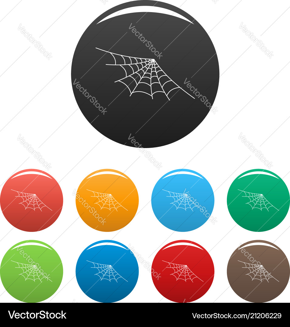 Semi round spiderweb icons set color Vector Image