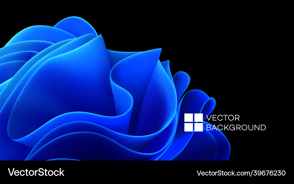 Blue wavy shapes on a black background 3d trendy Blue wavy shapes on a black background 3d trendy Vector Image