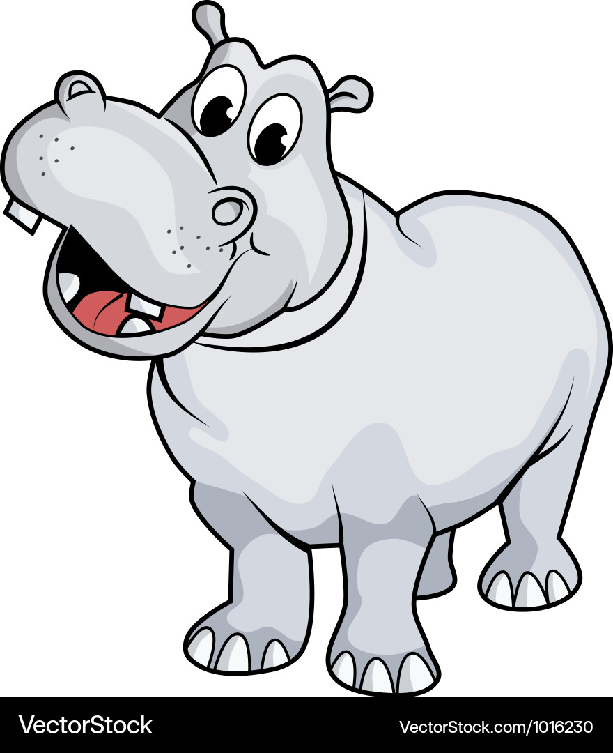 Cheerful Hippo Cartoon Royalty Free Vector Image