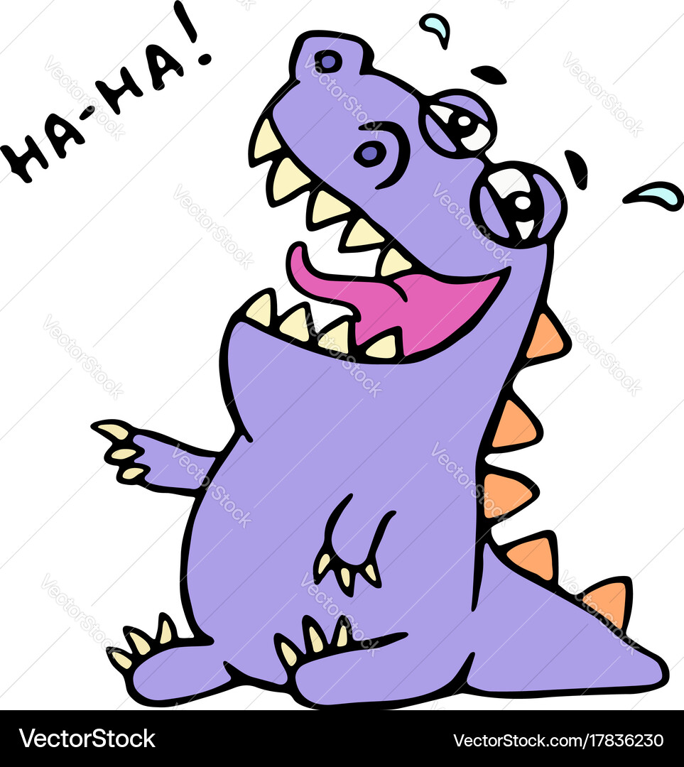 Cute purple dragon funny laughs – Royalty-Free Vector | VectorStock