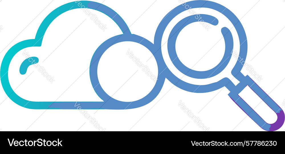 Gradient cloud search icon for virtual data vector image