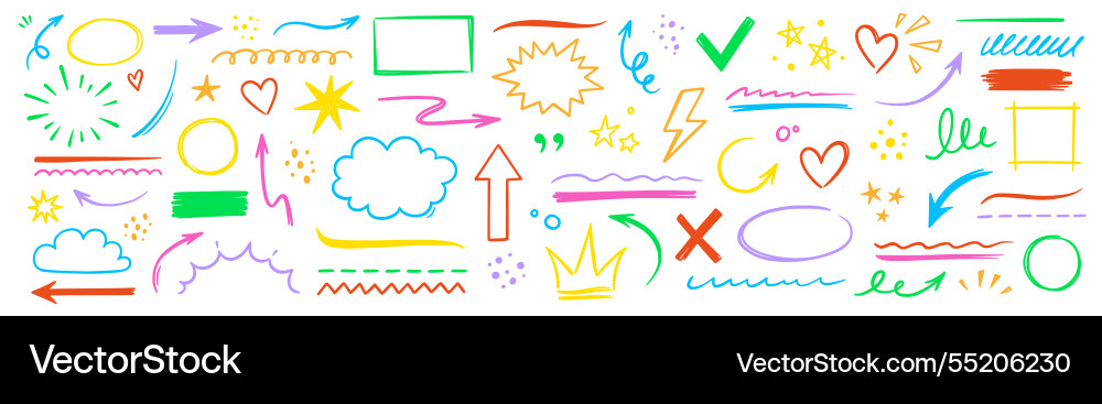 Line hand drawn marker arrow heart text Vector Image