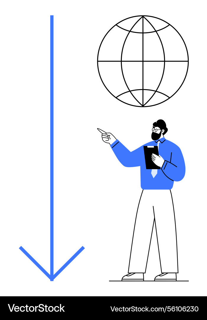 Man discussing global trends with visual data Man discussing global trends with visual data vector image