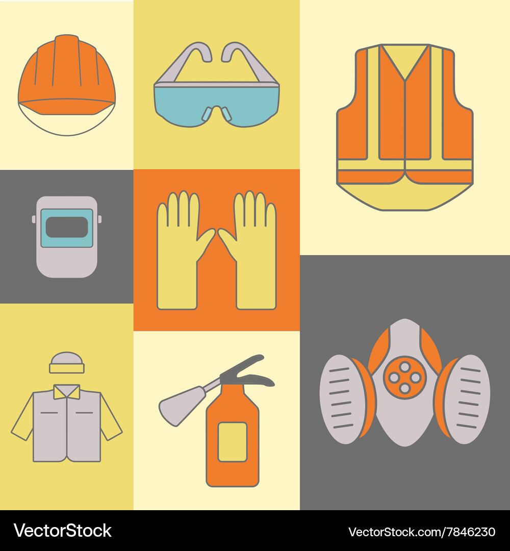 Sicherheitsarbeit Icons Sammlung Vektorbild