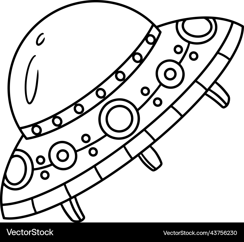 Ufo spaceship isolated coloring page for kids vector image