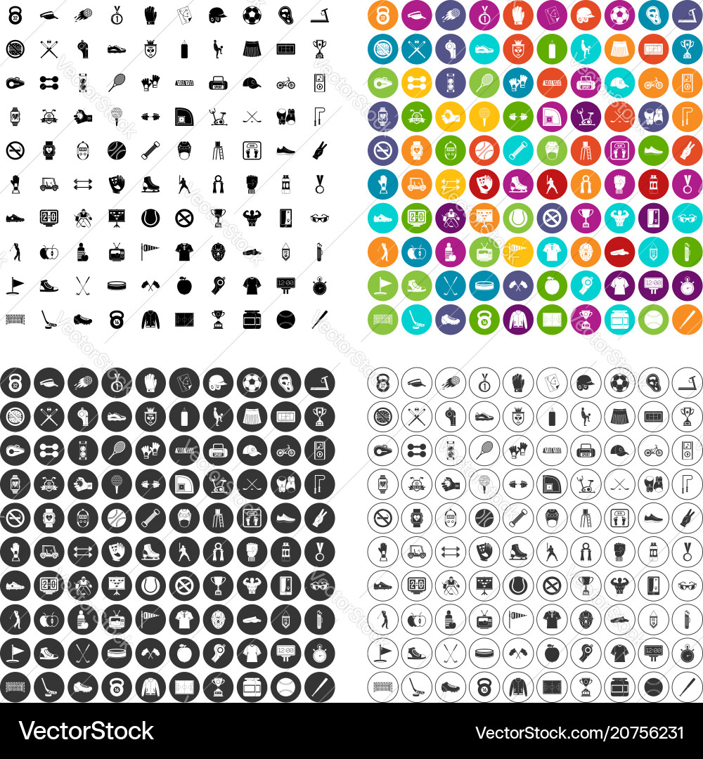 100 sport equipment icons set variant 100 sport equipment icons set variant vector image