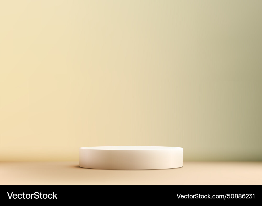 A simple 3d scene with white podium against vector image