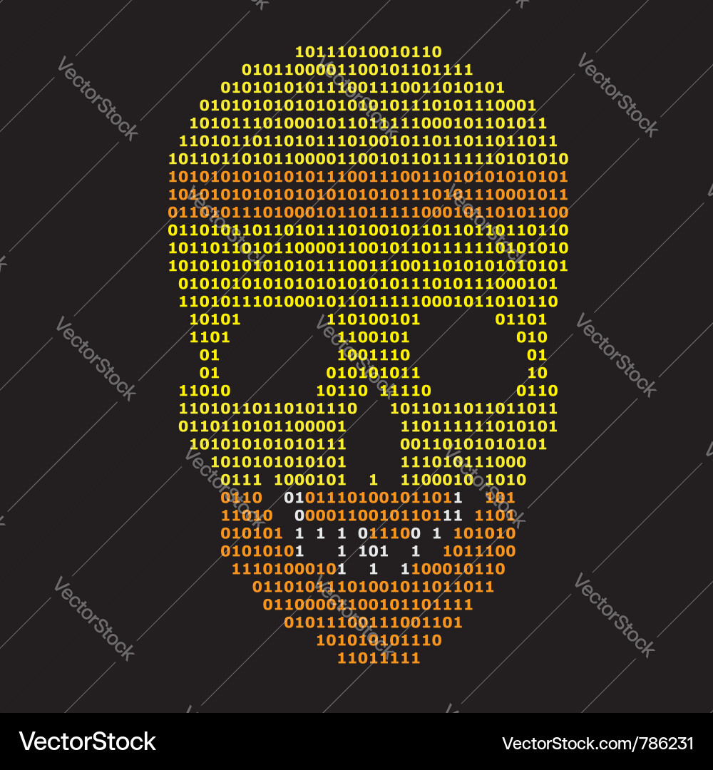Abstract binary skull vector image