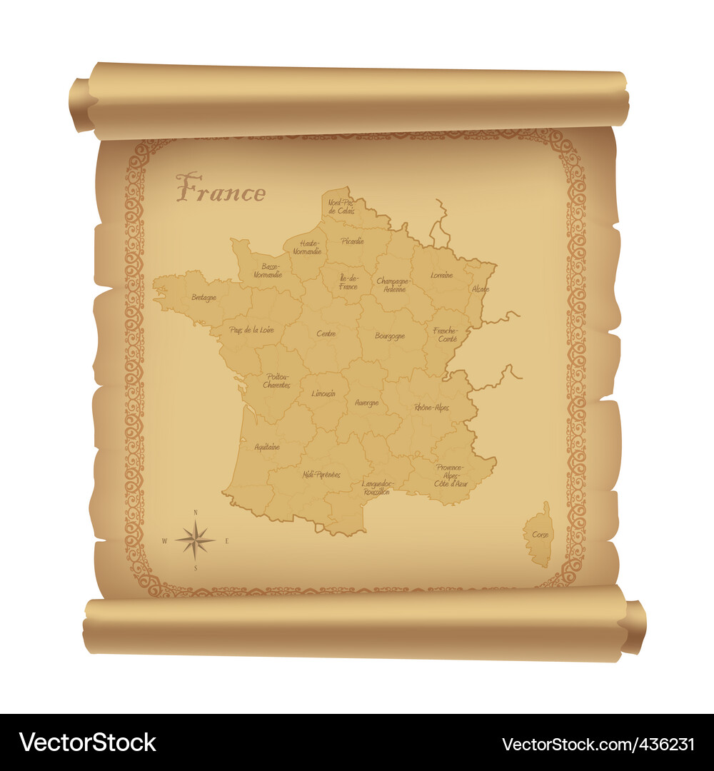 Antique Parchment Map Scroll Vector Image