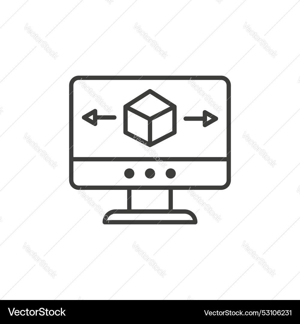 Computer simulation line icon isolated on white Computer simulation line icon isolated on white Vector Image