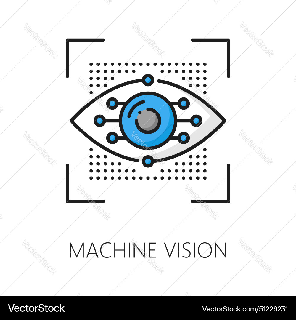 Machine vision ai algorithm outline color icon Machine vision ai algorithm outline color icon vector image