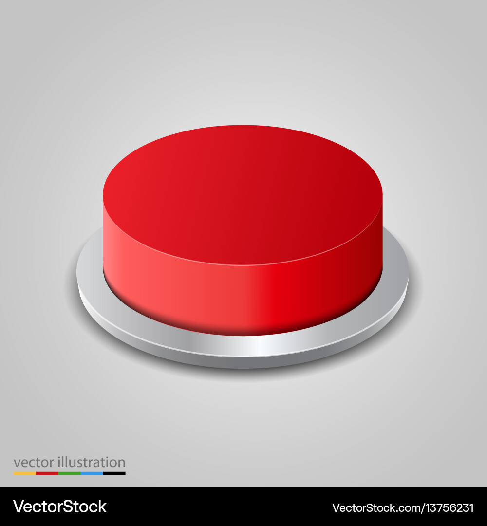 Realistic Red Button vector image