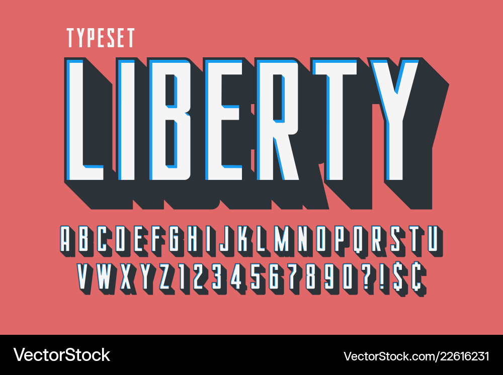 Retro 3d display font design alphabet letters Retro 3d display font design alphabet letters vector image