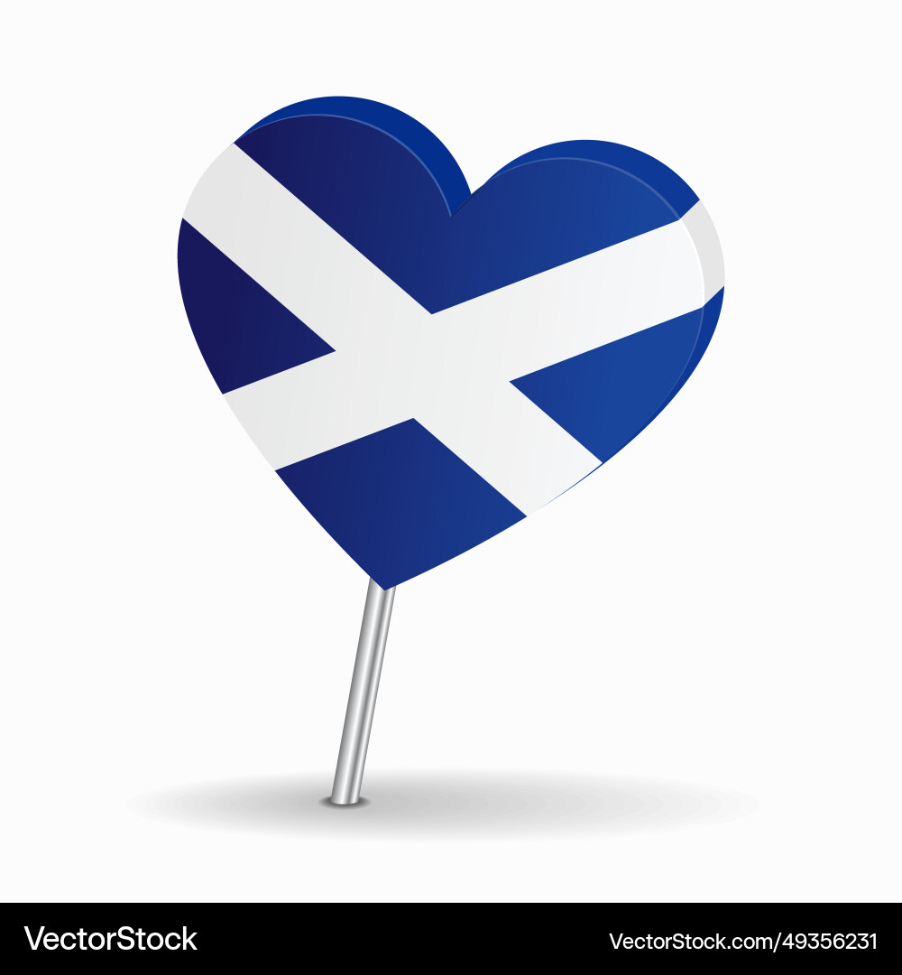Scottish Flag Heart Map Pointer Vector Image