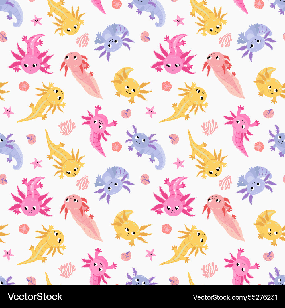 Seamless pattern with axolotl design for fabric Vector Image