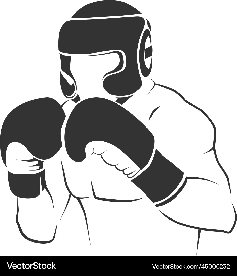 Boxer icon man in boxing glowes and helmet vector image