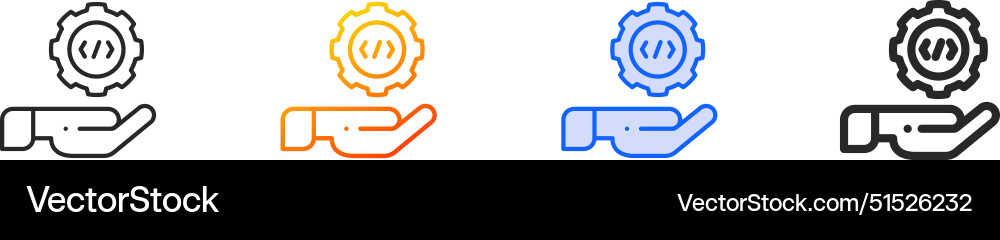Coding iconthin linear gradient blue stroke Coding iconthin linear gradient blue stroke vector image