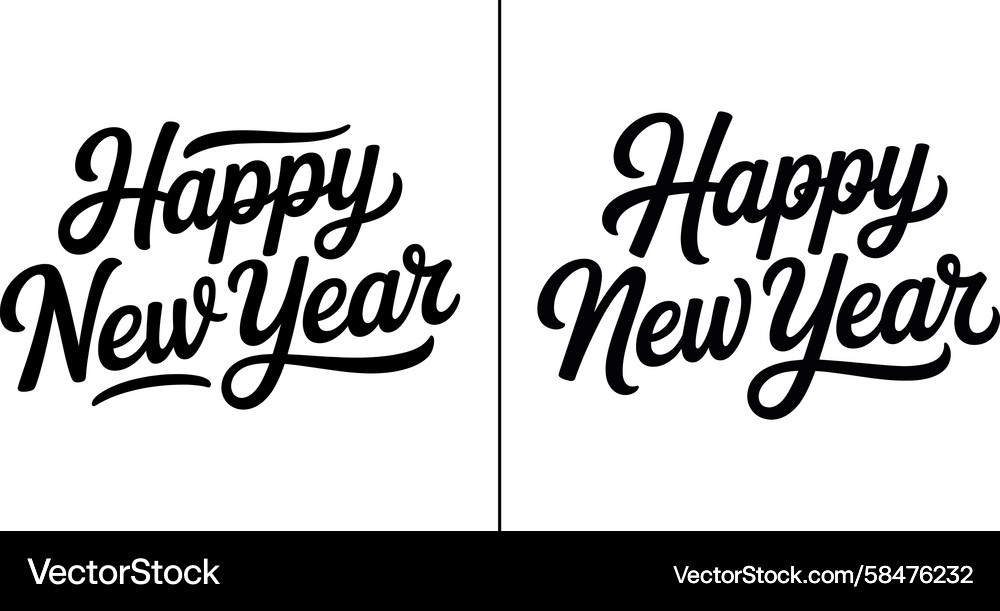 Happy New Year Script Text Vector Image